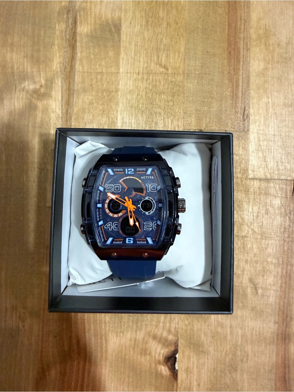 Activa Men's Blue and Orange Sport Chronograph Watch